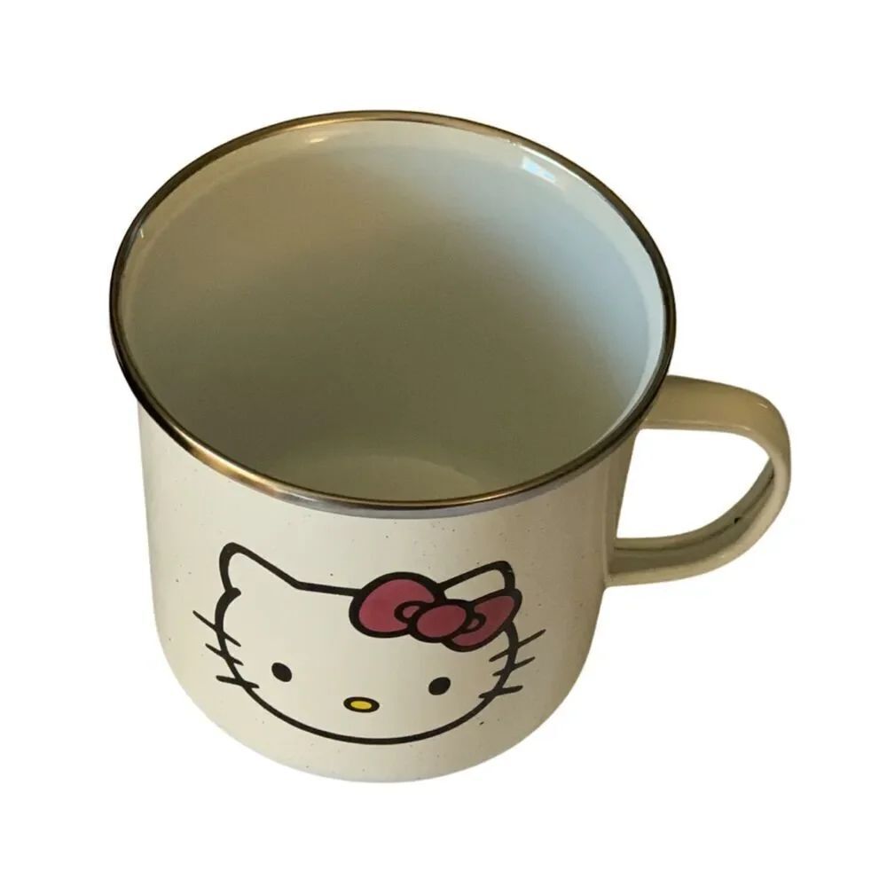 Hello Kitty 21 oz Enamel Camper Cup Mug White New